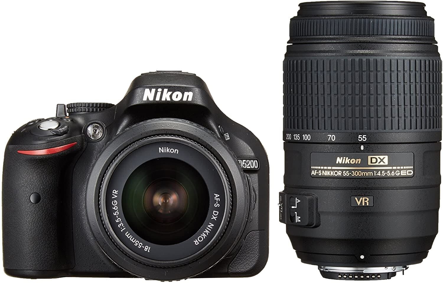 Nikon ニコン デジタル一眼レフカメラ D5200 ダブルズームキット AF-S DX NIKKOR 18-55mm f/3.5-5.6G VR/ AF-S DX NIKKOR 55-300mm f/4.5-5.6G ED VR ブラック