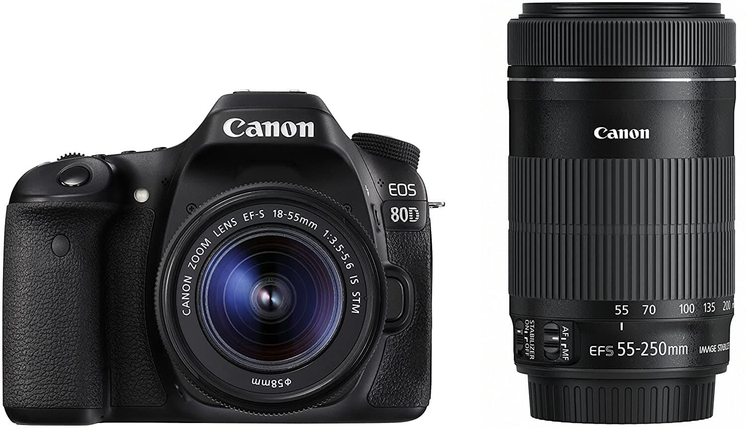 Canon キャノン デジタル一眼レフカメラ EOS 80D ダブルズームキット EF-S18-55 IS STM/EF-S55-250 IS STM付属 EOS80D-WKIT