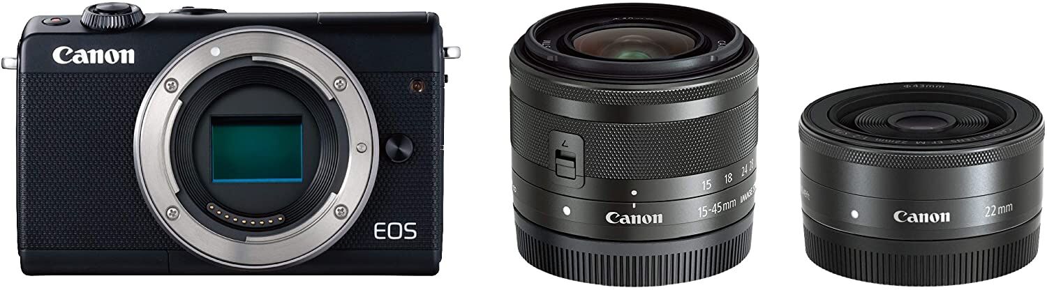 Canon キャノン ミラーレス一眼カメラ EOS M100 ダブルレンズキット ブラック EOSM100BK-WLK
