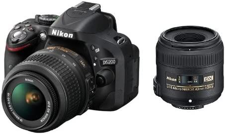 Nikon ニコン デジタル一眼レフカメラ D5200 標準ズーム+マイクロレンズキット AF-S DX NIKKOR 18-55mm f/3.5-5.6G VR/AF-S DX Micro NIKKOR 40mm f/2.8G付属 ブラック