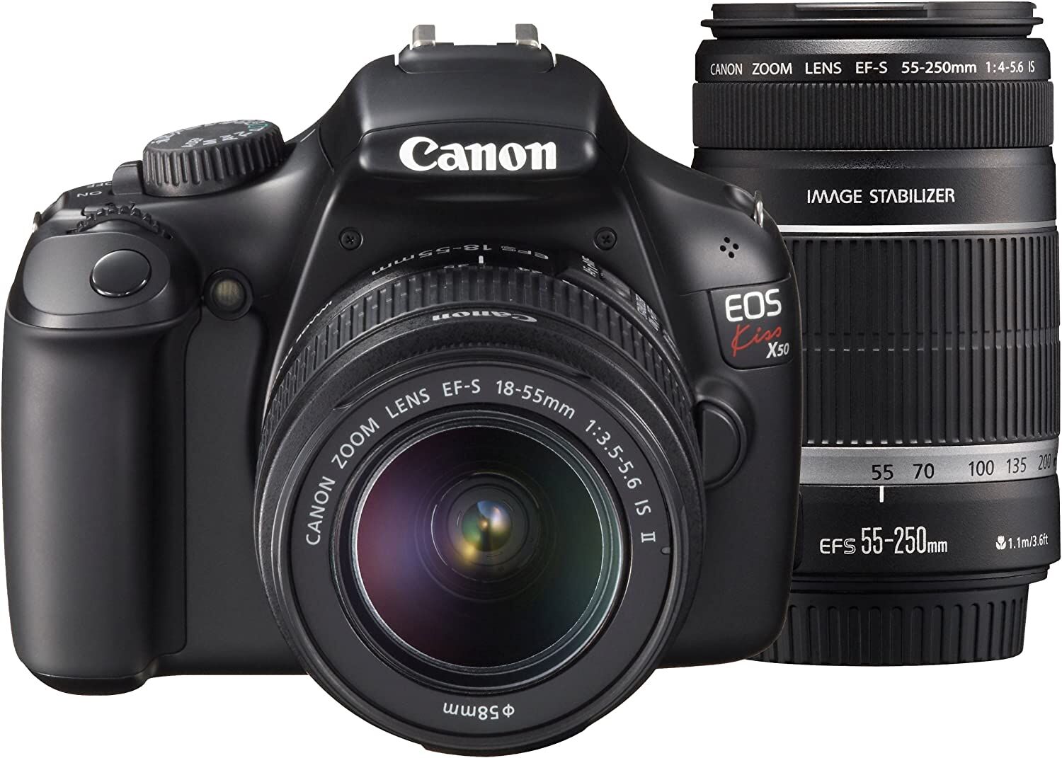 Canon キヤノン デジタル一眼レフカメラ EOS Kiss X50 ダブルズームキット EF-S18-55ｍｍ/EF-S55-250ｍｍ付属 ブラック