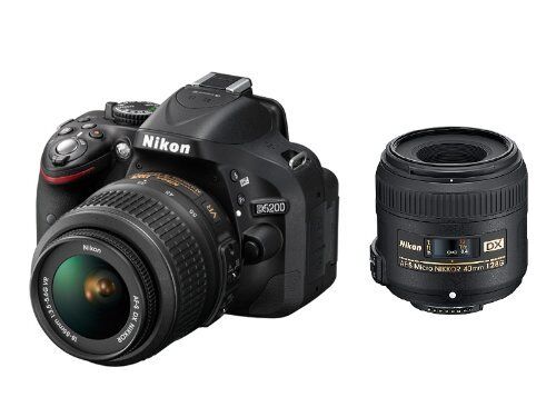 Nikon ニコン デジタル一眼レフカメラ D5200 標準ズーム+マイクロレンズキット AF-S DX NIKKOR 18-55mm f/3.5-5.6G VR/AF-S DX Micro NIKKOR 40mm f/2.8G付属 ブラック