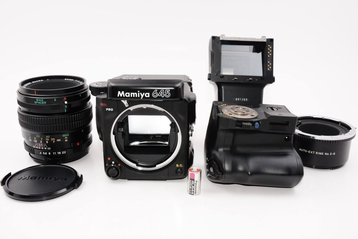 MAMIYA マミヤ 645 PRO TL + AEプリズム + MACRO C 80mm F4 N ワインダー・電池付