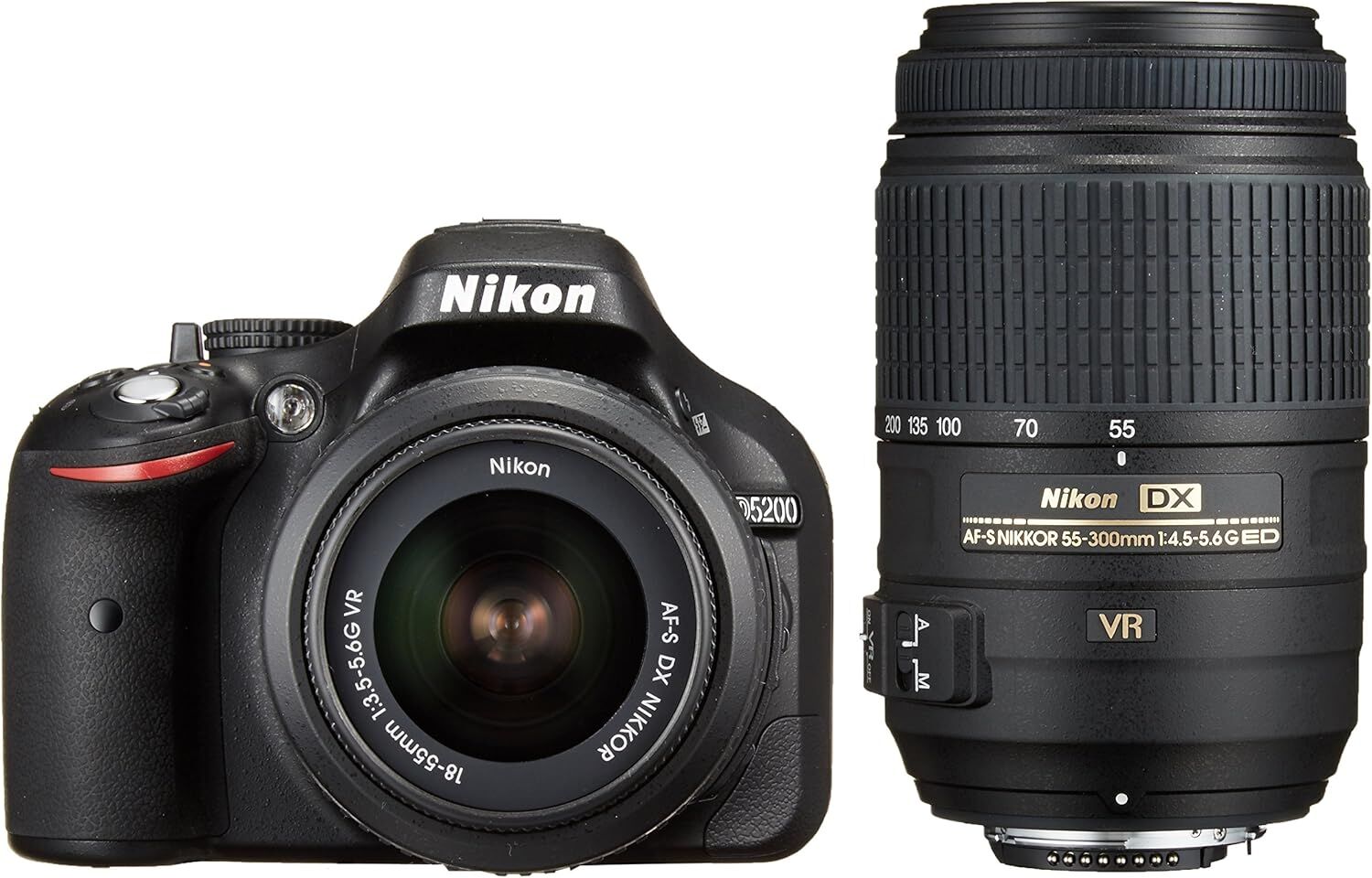 Nikon ニコン デジタル一眼レフカメラ D5200 ダブルズームキット AF-S DX NIKKOR 18-55mm f/3.5-5.6G VR/ AF-S DX NIKKOR 55-300mm f/4.5-5.6G ED VR ブラック