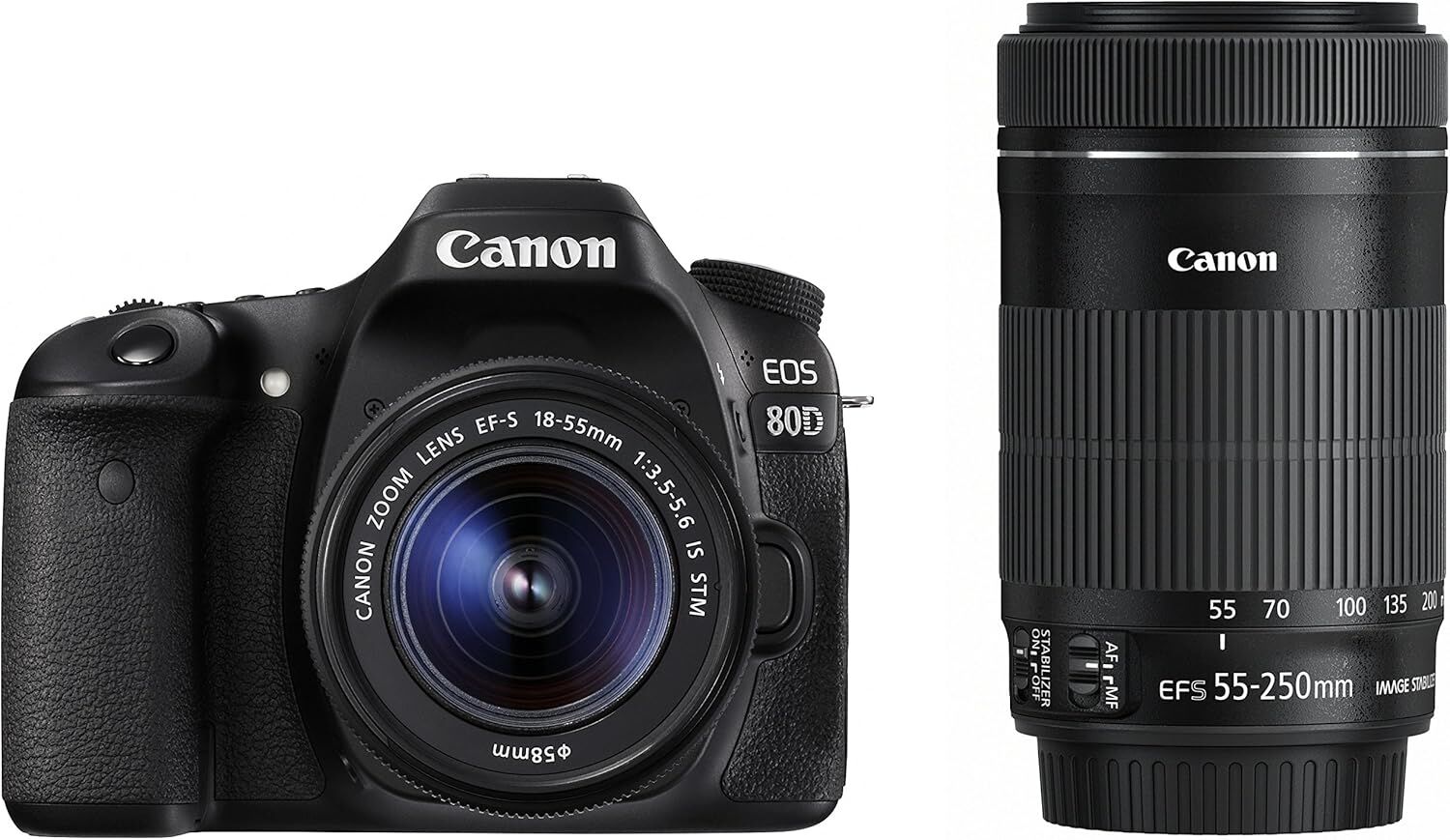 Canon キヤノン デジタル一眼レフカメラ EOS 80D ダブルズームキット EF-S18-55 IS STM/EF-S55-250 IS STM付属