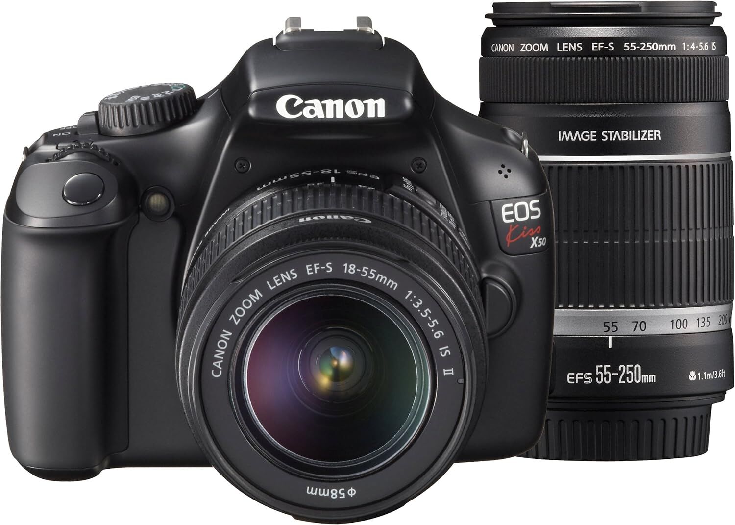 Canon キヤノン デジタル一眼レフカメラ EOS Kiss X50 ダブルズームキット EF-S18-55ｍｍ/EF-S55-250ｍｍ付属 ブラック