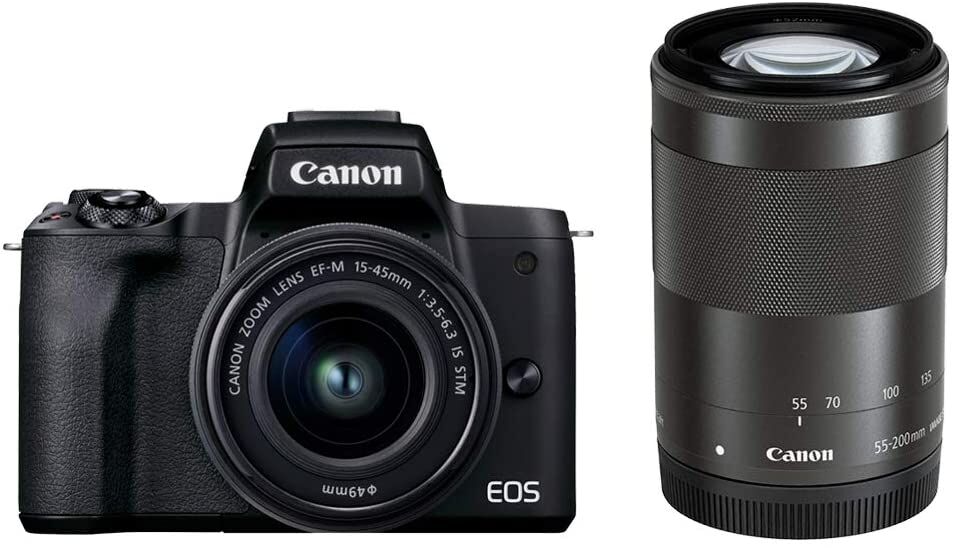 Canon キャノン ミラーレス一眼カメラ EOS Kiss M2 ダブルズームキット ブラック